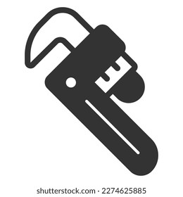 Straight pipe wrench - icon, illustration on white background, glyph style