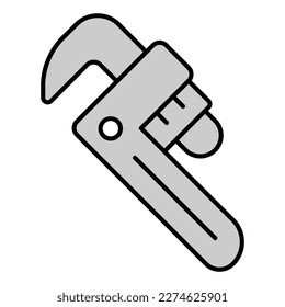 Straight pipe wrench - icon, illustration on white background, grey style