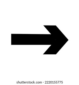 Straight pointed arrow icon. Black vector arrow pointing to the right. Black direction pointer