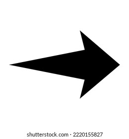 Straight pointed arrow icon. Black arrow pointing to the right. Black direction pointer. Vector illustration
