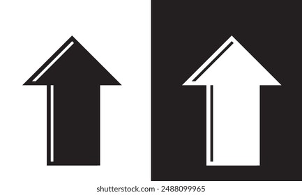 Straight pointed arrow icon. Black and black arrow pointing to the right. Black and white direction pointer set. EPS 10