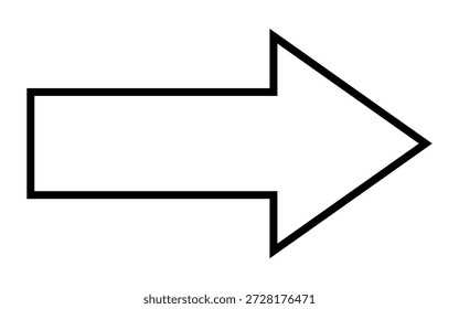 Icono de flecha puntiaguda recta. Flecha negra del trazo que apunta a la derecha. Activo de Vector de signo de flecha. perfecto para navegación, dirección y diseño de interfaz.
