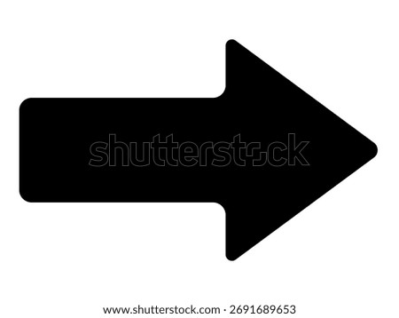 Straight pointed arrow icon. Black arrow pointing to the right. Arrow sign vector asset.