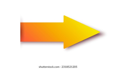 Straight pointed arrow icon. Yellow arrow pointing to the right. Yellow direction pointer