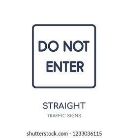 straight prohibitor no entry sign icon. straight prohibitor no entry sign linear symbol design from Traffic signs collection. Simple outline element vector illustration on white background