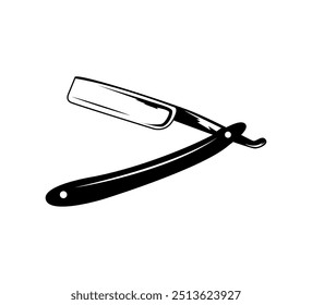 Straight razor. Barber tool. Vector isolated illustration on white background