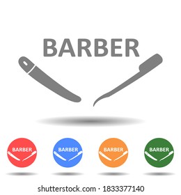 Straight razor with Barber word logo