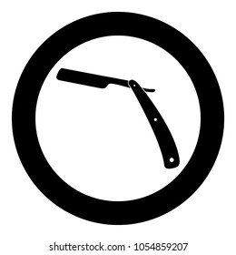 Straight razor black icon in circle .