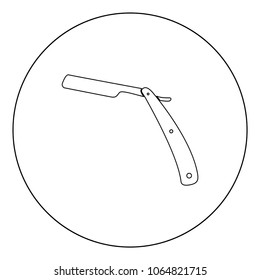 Straight razor black icon in circle vector illustration isolated flat style .