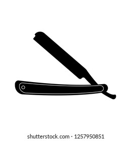 Straight razor black on white background, vector