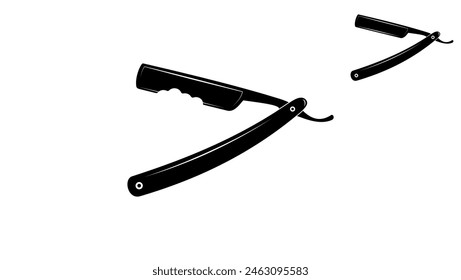  Straight razor emblem, black isolated silhouette