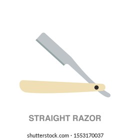 Straight razor flat icon on white transparent background. You can be used straight razor icon for several purposes.