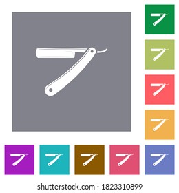 Rasierende, flache Symbole auf einfachen, quadratischen Hintergrund-Farbbildern