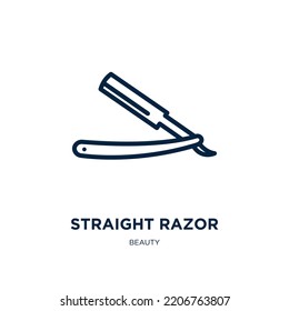 straight razor icon from beauty collection. Thin linear straight razor, retro, vintage outline icon isolated on white background. Line vector straight razor sign, symbol for web and mobile