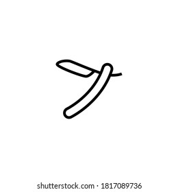 Straight Razor Icon  in black line style icon, style isolated on white background
