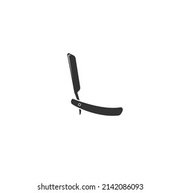 Straight razor icon. Black, minimalist icon isolated on white background. Straight razor simple silhouette. Web site page and mobile app design vector element