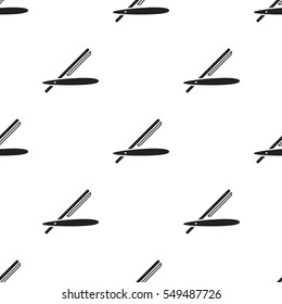 Straight razor icon in black style isolated on white background. Hairdressery pattern stock vector illustration.