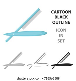 Straight razor icon in cartoon style isolated on white background. Hairdressery symbol stock vector illustration.