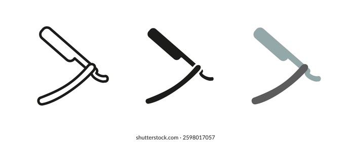 Straight razor icon. Classic barber tool vector illustration. Grooming and shaving symbol representing vintage barbershop style, sharp precision and professional self-care.