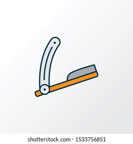 Straight razor icon colored line symbol. Premium quality isolated shaving element in trendy style.