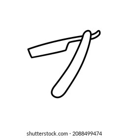 Straight Razor Icon in flat black line style, isolated on white background