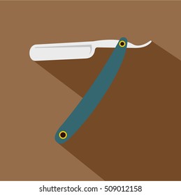 Straight razor icon. Flat illustration of straight razor vector icon for web isolated on coffee background
