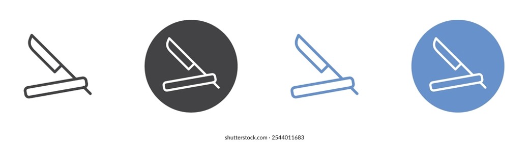 Straight razor icon Flat set in black and white color