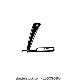 Straight razor icon. Flat style, old-fashioned design, retro-styled, bathroom, accessory for men
