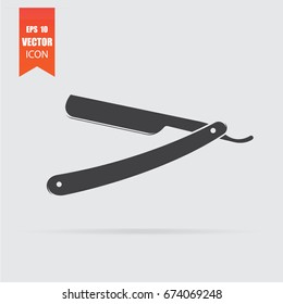 Straight razor icon in flat style isolated on grey background. For your design, logo. Vector illustration.