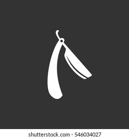 Straight razor icon isolated on black background. Straight razor vector logo. Flat design style. Modern vector pictogram for web graphics - stock vector