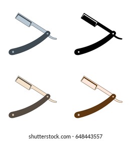 Straight razor icon set