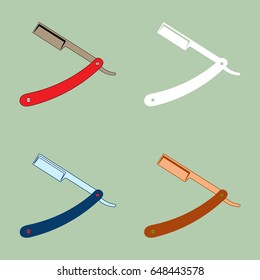 Straight razor icon set