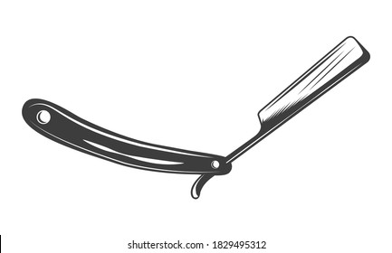 Straight razor icon. Shaver tool with dangerous blade. Vintage flat shaving razor icon from hygiene collection isolated on white background. Personal hygiene item, hairdresser or barber shop tool