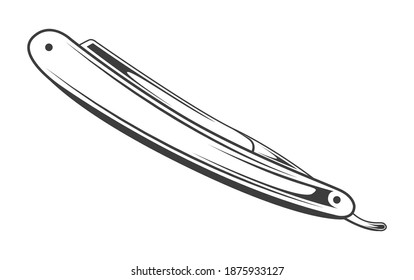 Straight razor icon. Shaver tool with dangerous blade. Vintage flat shaving razor icon from hygiene collection isolated on white background. Personal hygiene item, hairdresser or barber shop tool