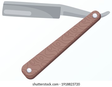 Straight razor icon. Shaver tool with dangerous blade. Flat manual shaving razor from hygiene collection isolated on white background. Personal hygiene item, hairdresser or barber shop cut tool