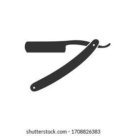 Straight razor icon. Straight razor for shaving graphic sign isolated on white background. Barber symbol. Vector illustration