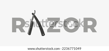 Straight razor icon with razor text
