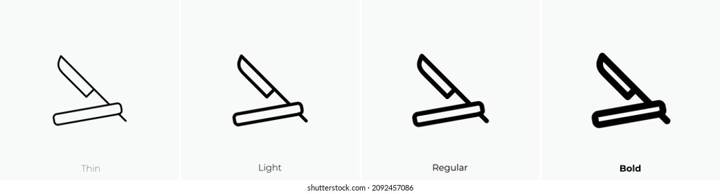 straight razor icon. Thin, Light Regular And Bold style design isolated on white background