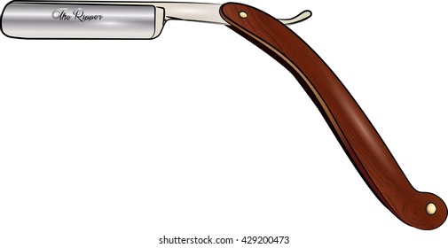 Straight razor isolated on white, vector illustration