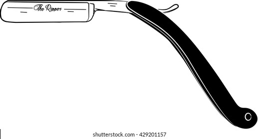 Straight razor isolated on white, vector illustration