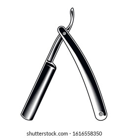 Straight razor isolated vector illustration on white background. Vintage barber accessory.