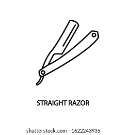 Straight razor line icon. Beard shaving equipment pictogram. Editable Strokes