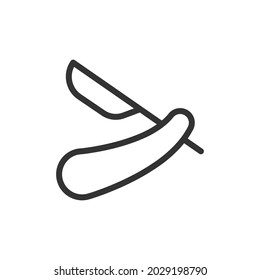 Straight Razor line icon, sign or symbol. Premium pictogram in trendy outline style. Straight Razor pixel perfect vector icon isolated on a white background. 