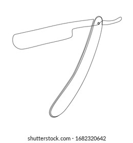 Straight razor one line drawing on white isolated background. Vector illustration