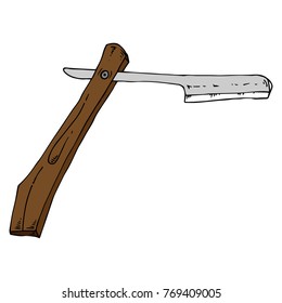 Straight razor. An open razor. Dangerous blade. Vector illustration.