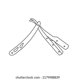 Straight Razor Outline Icon Illustration on White Background