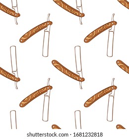 Straight razor. Seamless vector pattern (background).