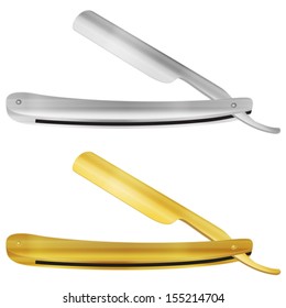 Straight razor set on a white background. Vector illustration.