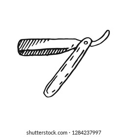 straight razor vector doodle sketch isolated on white background