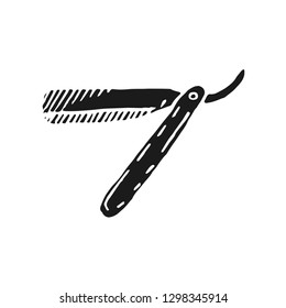straight razor vector doodle sketch isolated on white background